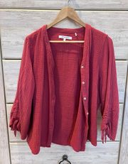 Red Cute Beach Button Up/Cover Up