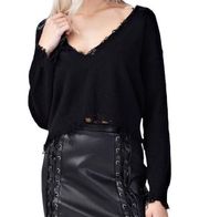 Brooklyn Karma frayed V neck sweater