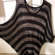 Small Forever 21 Black & Tan Striped Short Sleeve