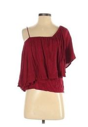 Ella Moss Red Ruffle Layered Short Sleeve Blouse