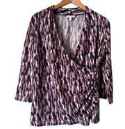 Fashion Bug Faux Wrap Purple Top Size XL