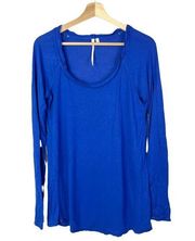 Rachel Roy Bright Blue Scoop Neck Long Sleeve T-Shirt M