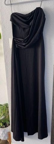 Symphony Women's Strapless Formal Dress Long Size Small Solid Black High Slit