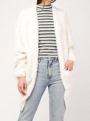 Off White Long Fuzzy Cardigan