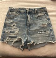 American Eagle light wash ripped jean shorts