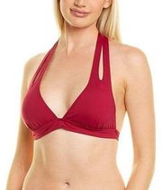 Island Goddess Halter Bikini Swimsuit Top Size 8 Cut Out Wine Womens