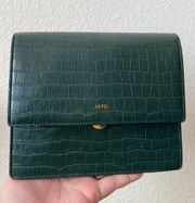 Mini Flap Crossbody - Dark Green Croc