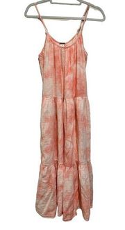 MAGASCHONI ORGANIC COTTON CANDY TIE DYE TIERED GAUZY SPAGHETTI STRAP DRESS M