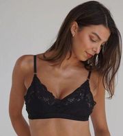 Revolve We are Hah Ladies Lounge Bralette in Black Meduim with Lace Trim