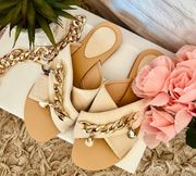 Faux Suede Chain Sandals