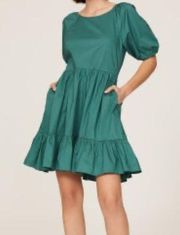 Peter Som Collective Women’s Green Puff Sleeve Dress With Pockets Sz 2