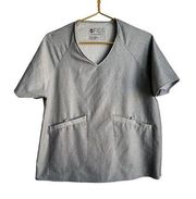 Figs Short Sleeve Scrub Top Women's M Grey V-Neck Pockets