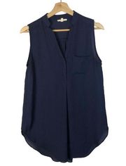 Tea N Rose Navy Blue Pocket Bust Sleeveless Tank Top M