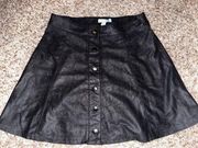 Black Suede Snap Down Skirt