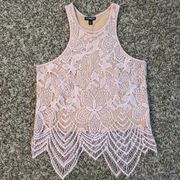 EXPRESS  floral pink crochet racerback tank top