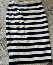 The Limited Striped Pencil Skirt Navy Blue and White Zipper Back Size 0 Nautical