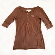 Hollister Brown Button Tshirt