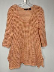 Jeanne Pierre Women's Sweater Crochet Beach Swimsuit Cover Up Peach Size Medium