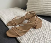 Beige Heeled Sandals Size 7