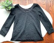 Black Pattern 3/4 Sweatershirt XS