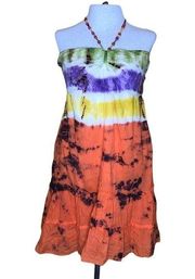 Peppermint Bay Orange Purple Tie Dye Dress M