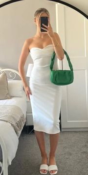 midi bodycon dress sleeveless white wedding coctail party