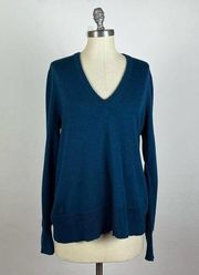 Universal Standard Teal V Neck Merino Wool Sweater