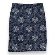 Women’s Loft Outlet Skirt Navy Blue Floral Geometric Print Tailored Pencil