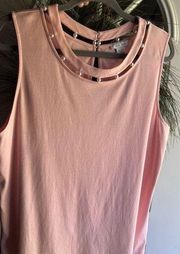 Joan Vass 1X top with pearly insets in Blossom Pink - a Neiman Marcus brand.