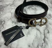 Massimo Dutti black cow Leather Belt Gold Buckle Size medium NWT made in Spain