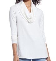 Gibson Cozy Convertible Neckline Tunic In Ivory