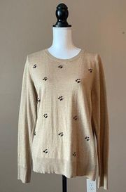 MERONA | Tan Lightweight Jeweled Sweater Sz L