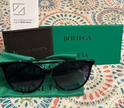 NEW!!! Authentic Bottega Veneta Black & Silvertone Gradient Round Sunglasses