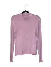 American Eagle Soft & Sexy Rib Pink Mock Neck Long Sleeve Top