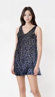 INC Black and Blue Leopard Print Bodycon Mini Dress Size Medium EUC