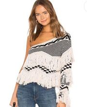 1960 x Revolve Noa Sweater in Bone Fringe One Shoulder XXS