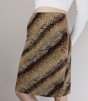 Vintage Y2K-90s Brown Earthy Snake Skin Patterned Mini Skirt