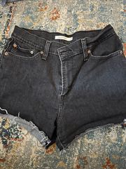 High-Waisted Black Denim Shorts