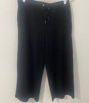 Women’s Knit Wide Leg Crop Black Size Small Lounge Drawstring Pants