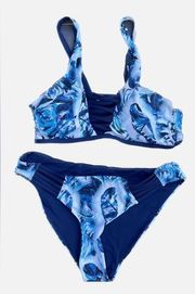 Tinibikini Blue Floral Bikini Bottom M