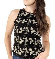 Laurence Kazar Silk Beaded Top Floral Embroidered Sleeveless Size Large Sz L