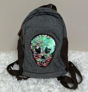 NWOT Small Canvas Backpack with Sequined Skull