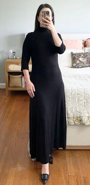 Elbow Sleeve Turtleneck Dress in Black