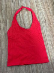 red halter neck tank top