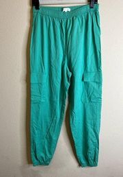 Abound Womens Joggers Green Size Small  Elastic Waist Cargo Pull On Style‎