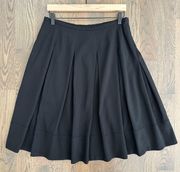 London Pleated A-Line Knee Length Wool Blend Skirt in Black Size 8 US