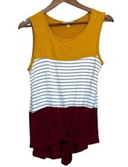 moa moa Colorblock Knit Tank Top Women's M Stripe Stretch Soft Preppy 90s Boho