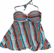 Merona Multicolored Striped Tankini Swim Top  Women's Size Small