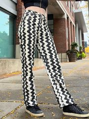 Cider Black and White Wavy Stripe Jeans