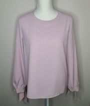 Rachel‎ Parcell Rosewater Blouse Top M Dusty Rose Pink Scalloped Tie-Cuff Top